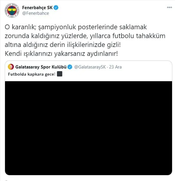 Galatasaray ve Fenerbahçe sosyal medyada kapıştı-1