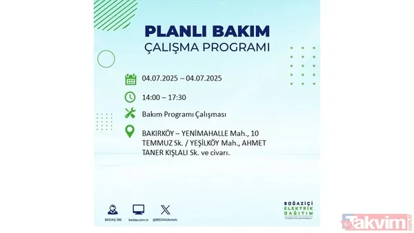 4 Temmuz'da İstanbul'da Elektrik Kesintisi Yaşanacak İlçeler