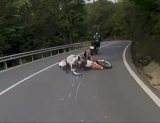 Motosiklet kazası saniye saniye kamerada
