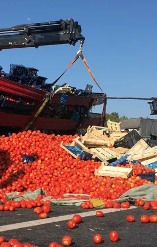 TEM'de feci kaza! Tonlarca meyve ve sebze yola saçıldı