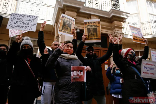 SON DAKİKA: Myanmar'daki askeri darbenin etkisi Londra'da! Büyükelçi içeriye alınmadı - 19
