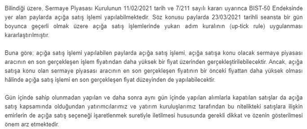 23 Mart Borsa güne düşüşle başladı! BIST-50 endeksi için son dakika açığa satış kararı: "Yukarı adım kuralı" uygulanacak-8