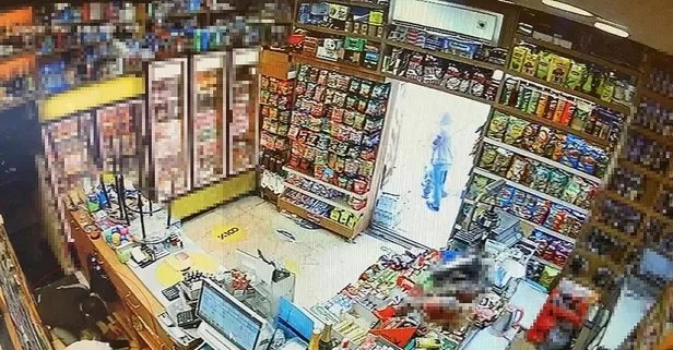Markette silahlı çatışma! O anlar kamerada