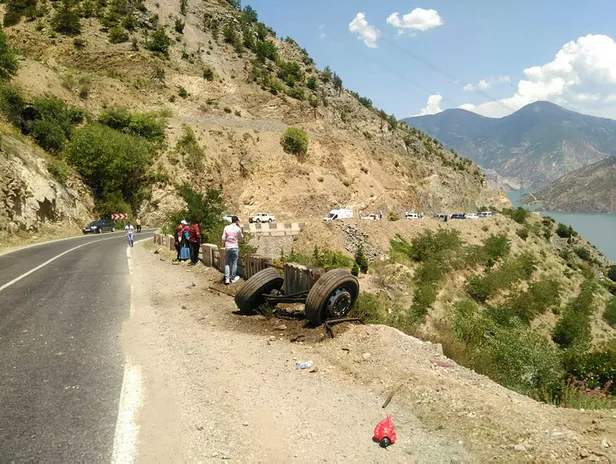 Artvin'de yaylaya giden kamyon şarampole uçtu-2