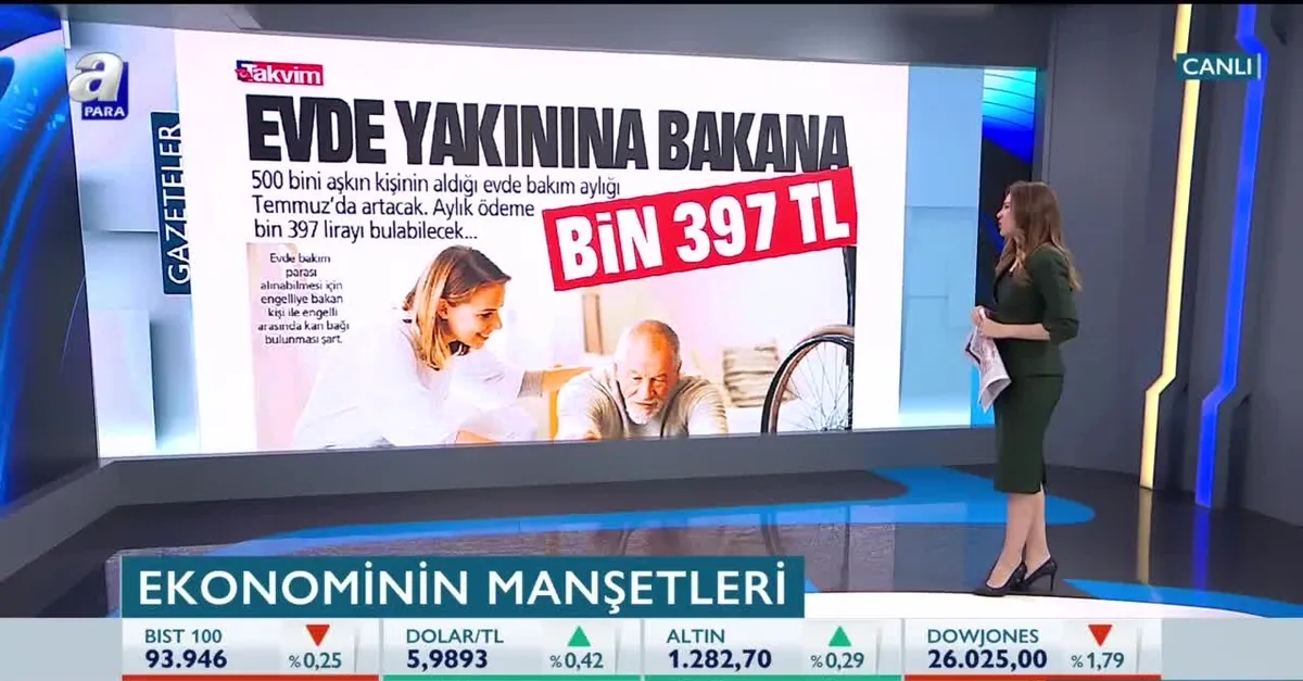 Evde yakınına bakana bin 397 TL