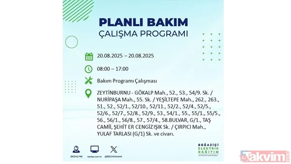 ⚫20 Ağustos 2025 İstanbul'da Elektrik Kesintisi Yaşanacak İlçe Ve Mahalleler