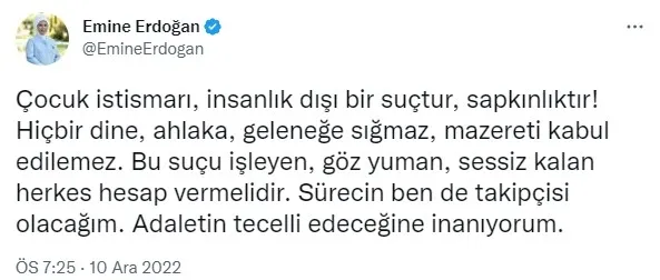 6-yasindaki-cocuga-cinsel-istismar-emine-erdogan-insanlik-disi-bir-suctur-sapkinliktir-1670692706859.jpg 6 yaşındaki çocuğa cinsel istismar! Emine Erdoğan: İnsanlık dışı bir suçtur, sapkınlıktır!-2