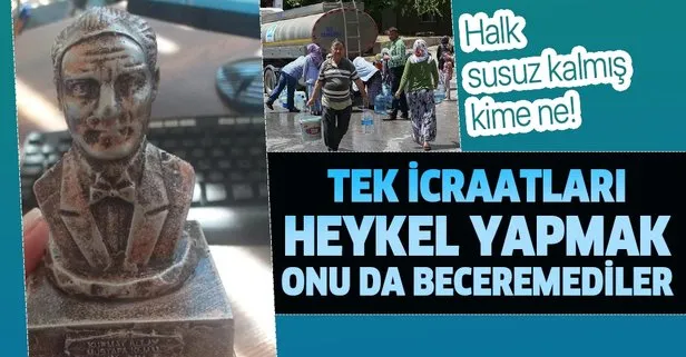 Tek icraatı heykel olan parti heykeli de beceremedi! CHP’li Başkan Gruşçu’yu topa tuttular