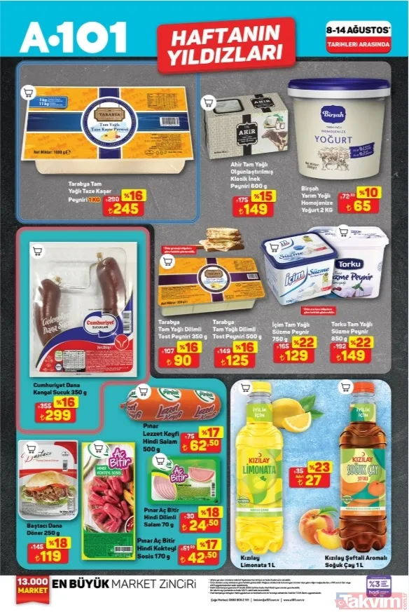 A101 8-14 Ağustos indirim rüzgarı! Çay, yoğurt, peynir, deterjan ve daha fazlasında kaçırılmayacak fırsatlar… Kampanyalı ürünler listesi - 3