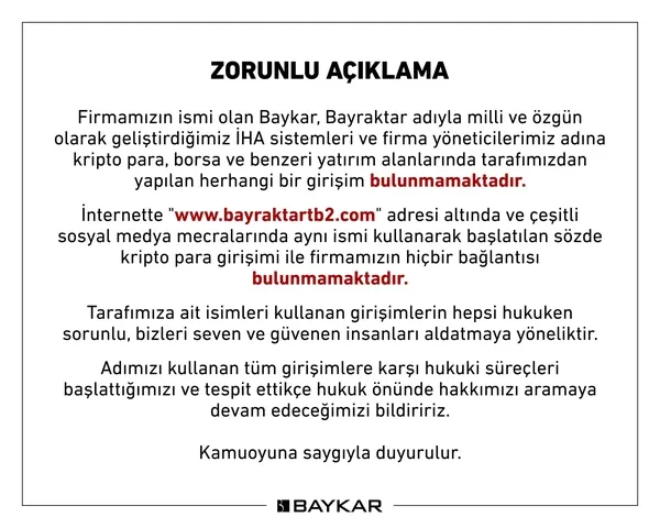 Son dakika: BAYKAR'dan kripto para açıklaması-1