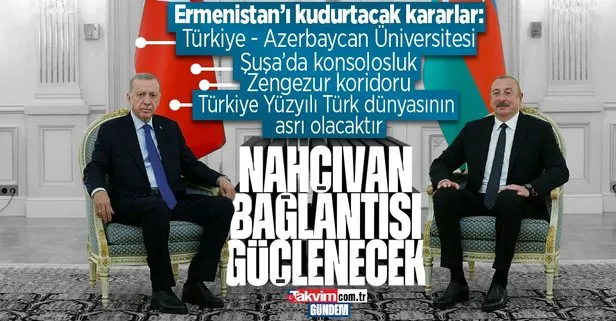 Başkan Erdoğan Azerbaycan’da! İlham Aliyev ile ortak basın açıklaması! Flaş Zengezur açıklaması