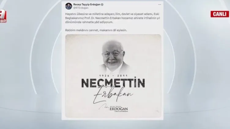 Başkan Erdoğan'dan Necmettin Erbakan mesajı