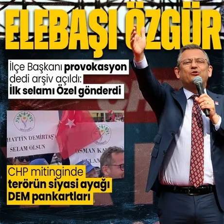 CHP’nin Alanya’daki mitinginde terörden tutuklu Selahattin Demirtaş ve Osman Kavala için selam olsun pankartı açıldı