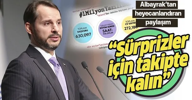 Hazine ve Maliye Bakanı Berat Albayrak’tan 1 milyon yazılımcı projesiyle ilgili açıklama: 17 Temmuz’daki sürprizlerimiz için takipte kalın