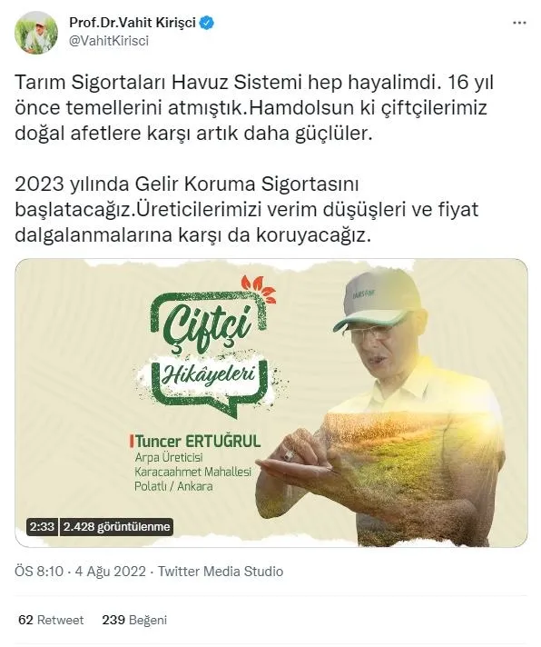 Çiftçilere müjdeli haber! Tarım ve Orman Bakanı Vahit Kirişci açıkladı: "2023 yılında Gelir Koruma Sigortasını başlatacağız"-3