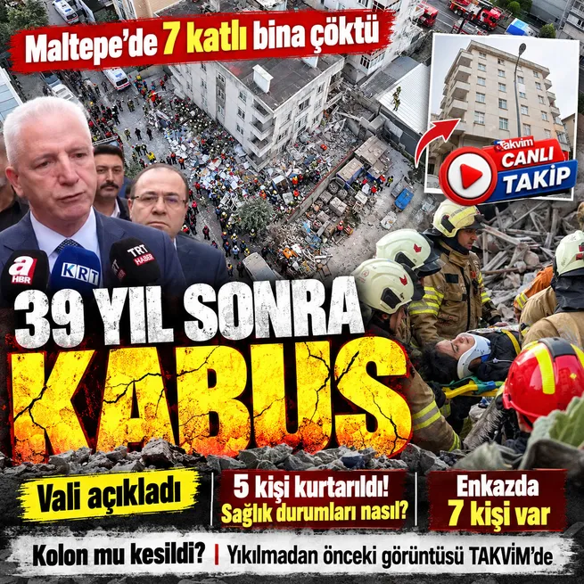 Maltepe’de 7 katlı bina çöktü! Valilik açıkladı: 10 kişi kurtarıldı 1 kişinin cansız bedenine ulaşıldı