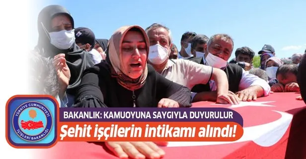 Şehit edilen işçilerin faili olan PKK’lı 3 terörist artık yaşamıyor