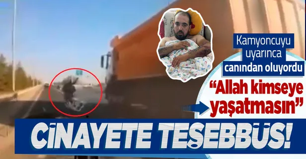 Trafikte kamyoncuyu uyaran motosiklet sürücüsü ölümden döndü: Allah kimseye böyle bir olay yaşatmasın