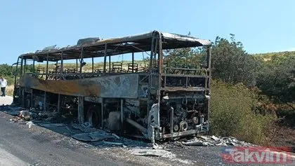 Seyir halinde korku! Otobüs alev alev yandı