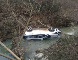 Otomobili dereye düştü tutanak tutup evine gitti