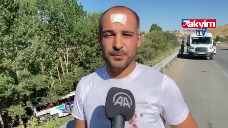 Sivas İstanbul seferi yapan yolcu otobüsü Yozgat Sorgun'da devrildi! Yaralanan yolcu olay anını olay yerinde anlattı: ''Mahşer yeri gibiydi''