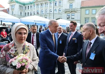 Başkan Erdoğan tarihi zirve için Litvanya’da! Çiçeklerle karşılandı