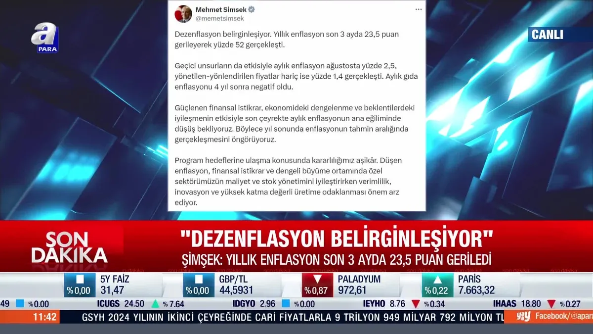 Mehmet Şimşek'ten enflasyon açıklaması!