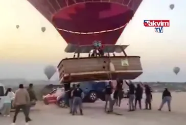 Sıcak hava balonu otomobile çarptı