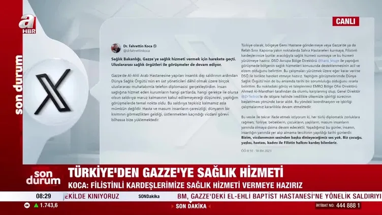 SON DAKİKA: Türkiye Gazze'de sağlık hizmeti için devrede! Sağlık Bakanı Fahrettin Koca açıkladı: Filistin'in yanındayız!