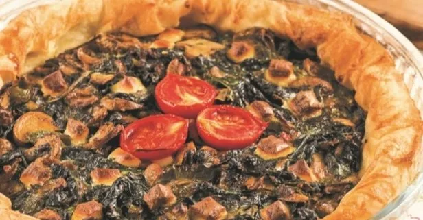 Ispanaklı mantarlı açık börek tarifi!