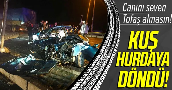 Aydın'da feci kaza! Tofaş hurdaya döndü!-1