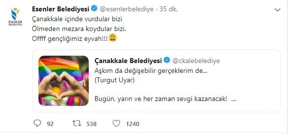 CHP'li belediyelerin LGBT ahlaksızlığını öven paylaşımlara Esenler Belediyesi'nden tokat gibi cevap-1