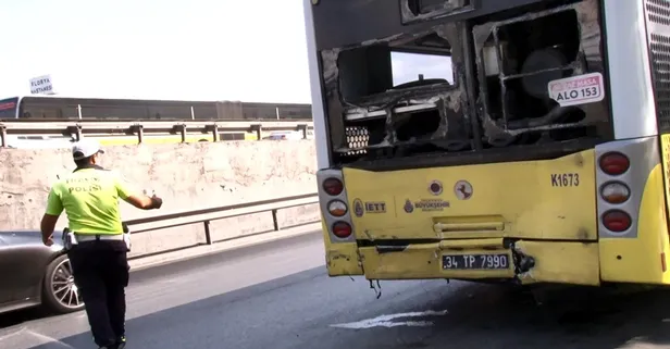 İETT otobüsüne hafriyat kamyonu çarptı! Yer: Avcılar