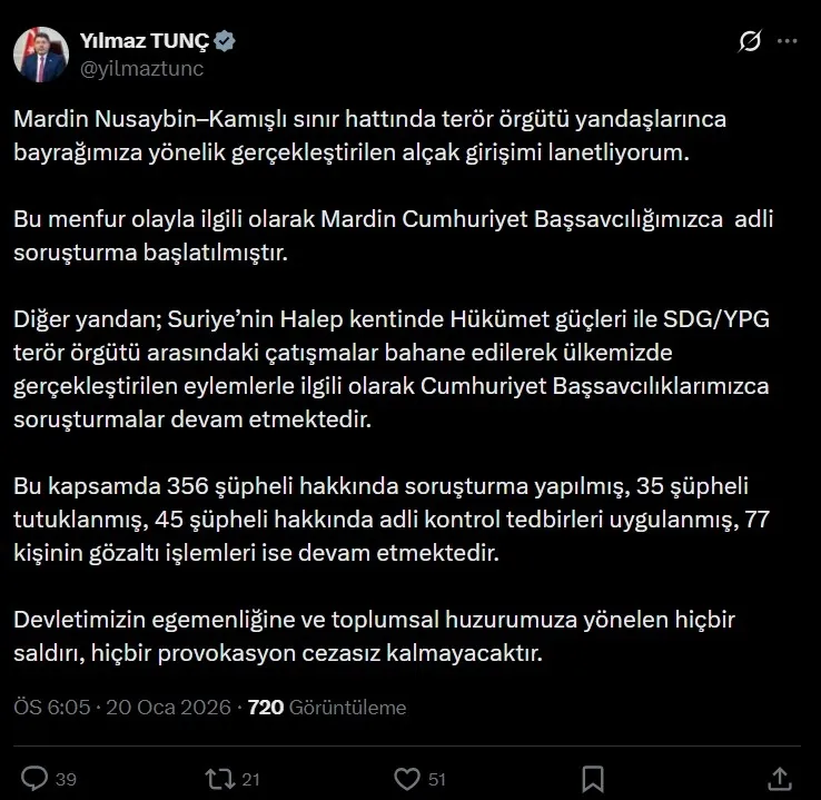YPG'liler Nusaybin hududunda Türk bayrağına el uzattı! Kabine, AK Parti ve MSB'den peş peşe mesajlar: Kalleş saldırı cezasız kalmayacak-4