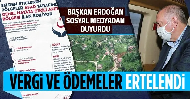 Son dakika: Başkan Erdoğan duyurdu: Afet bölgesi ilan edilen yerlerde ödemelere erteleme