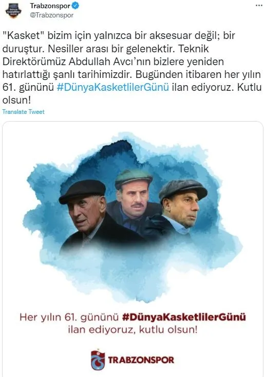 Spor Toto Süper Lig lideri Trabzonspor her yılın 61. gününü dünya kasketliler günü ilan etti-1