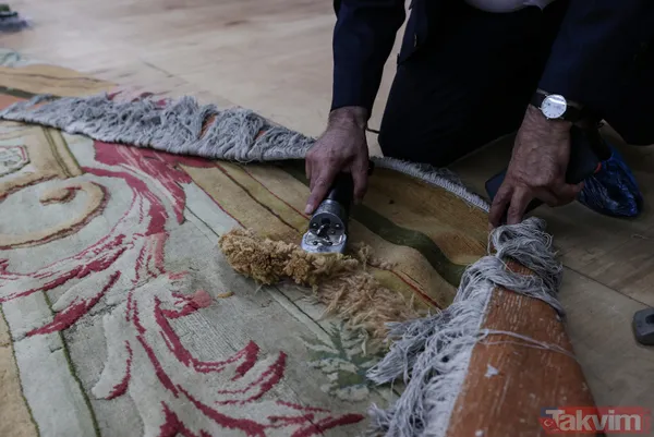 Tam 1 ton ağırlığında! Dolmabahçe Sarayı'nın en büyük halısı restore ediliyor - 2