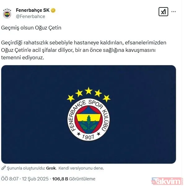 Fenerbahçe'den Açıklama: Bir An Önce Sağlığına Kavuşmasını Temenni Ediyoruz Bir Açıklama Da Fenerbahçe'den Geldi. Sarı Lacivertli Kulüpten Yapılan Açıklamada,...