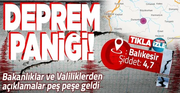 Son dakika: Balıkesir Dursunbey’de 4,7’lik deprem! İstanbul, Bursa ve çevre illerde hissedildi | SON DEPREMLER LİSTESİ