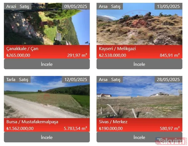 📍 Bursa / Mustafakemalpaşa Arazi – 1.132,53 M² – ₺350.000 – 🗓️ 12/05/2025 Tarla – 184,74 M² – ₺75.000 – 🗓️ 12/05/2025 Tarla – 5.783,54 M² – ₺1.562.000 – 🗓️...