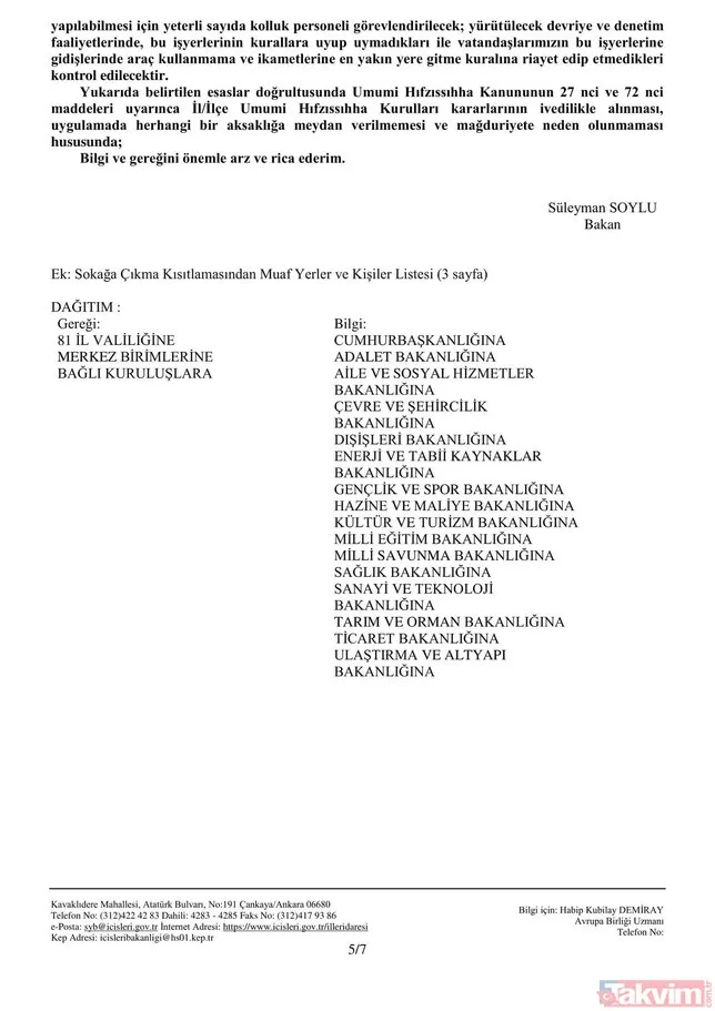 İçişleri Bakanlığı'ndan 'tam kapanma' genelgesi