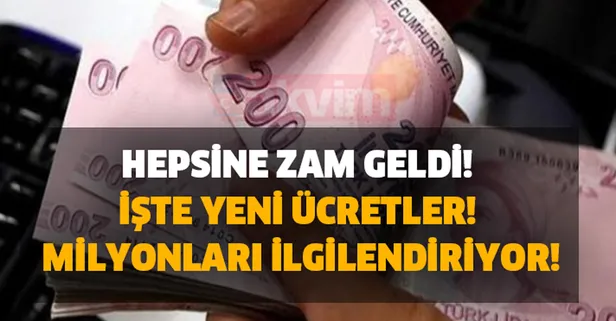 Milyonları ilgilendiriyor! Hepsine zam geldi! İşte yeni ücretler! 2 bin 282 lira...