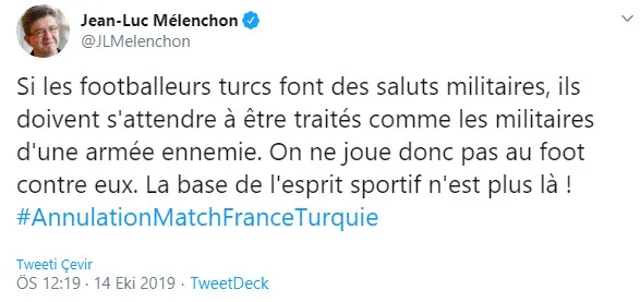Fransa-Türkiye maçının iptal edilmesini istedi! Skandal paylaşım: Türk futbolcular düşman askeri gibi karşılanacak!-4