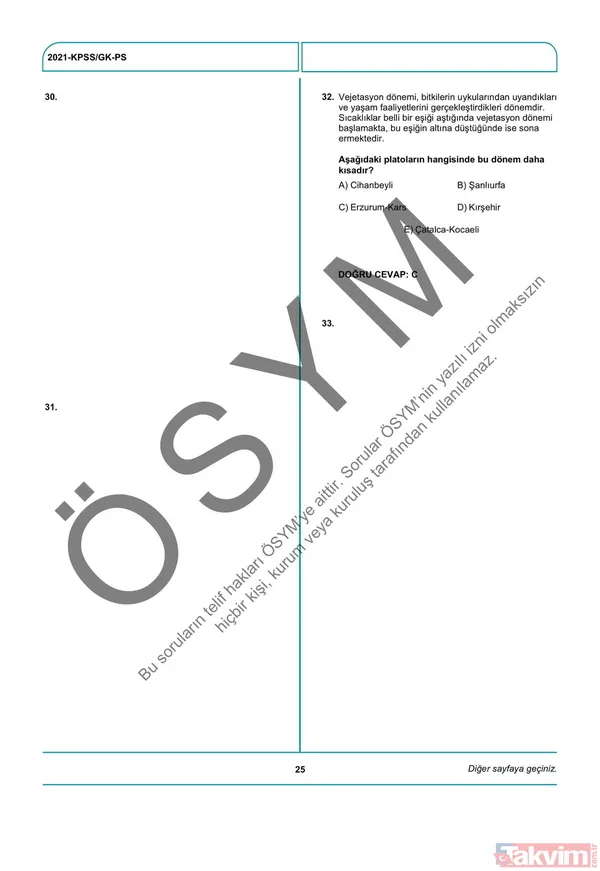 2021 KPSS soru kitapçığı ve cevap anahtarı | A Grubu ve Öğretmenlik (GY-GK- Eğitim Bilimleri) soruları - 32
