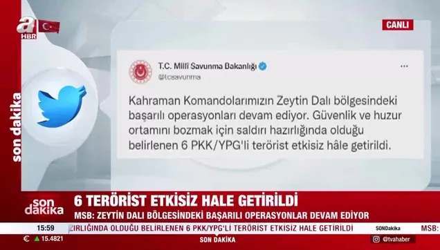 MSB duyurdu! 6 PKK'lı terörist öldürüldü