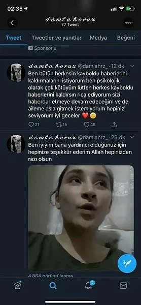 Kayıp ihbarı yapılan 17 yaşındaki Damla Horuz'dan mesaj-2