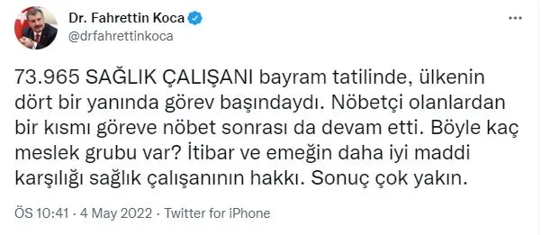 saglik-bakani-fahrettin-kocadan-saglik-calisanlarini-sevindirecek-haber-sonuc-cok-yakin-1651699796563.jpg Sağlık Bakanı Fahrettin Koca'dan sağlık çalışanlarını sevindirecek haber! "Sonuç çok yakın"-1