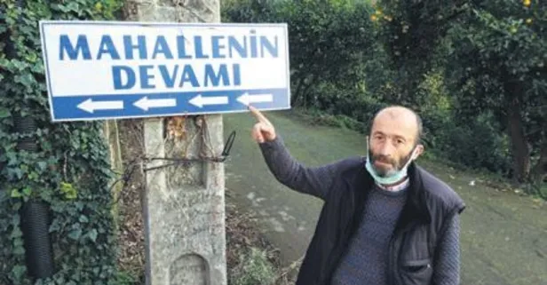 Rize'de yeni yol, bir mahalleyi ikiye böldü çözüm ise tabela ile geldi