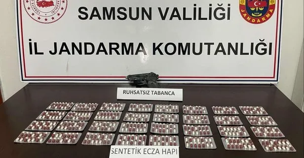 Samsun’da zehir tacirlerine geçit yok: 450 adet sentetik ecza ile 1 tabanca ele geçirildi