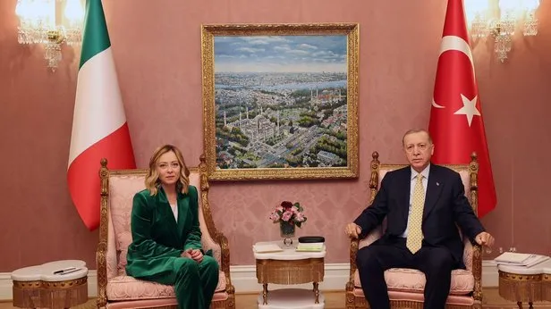 Başkan Erdoğan, İtalya Başbakanı Giorgia Meloni’yi Vahdettin Köşkü’nde kabul etti
